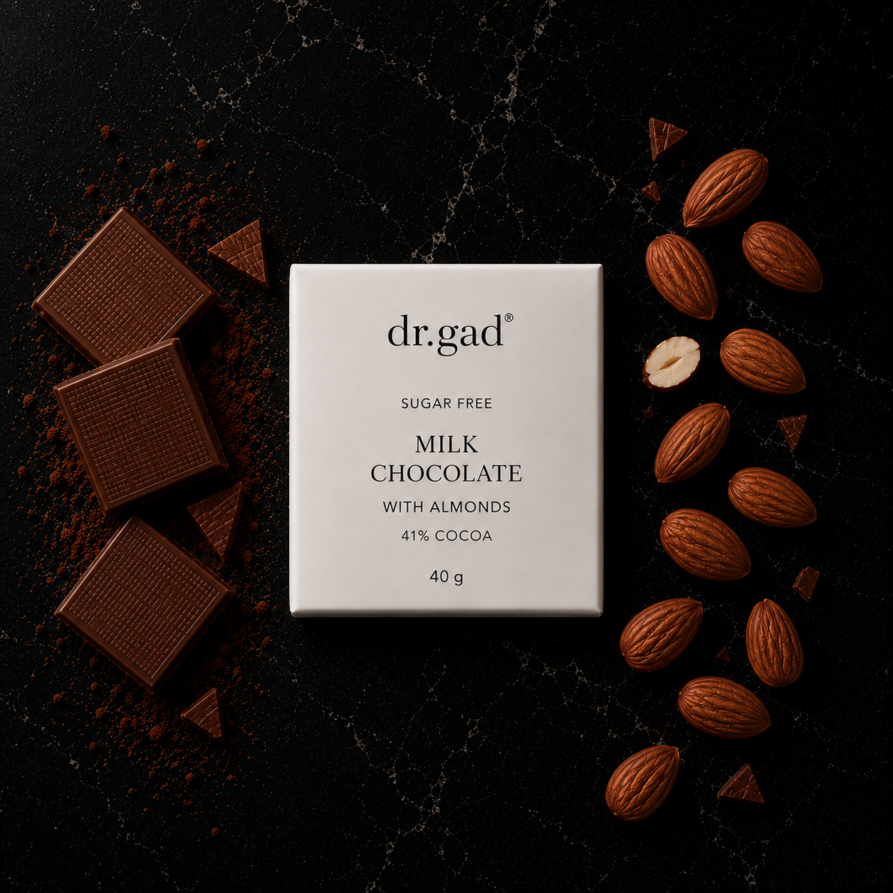 Sugar Free Milk Chocolate with Roasted Almonds | 40 g